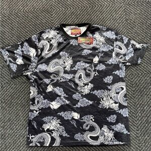 Black and White Dragon Print T-Shirt